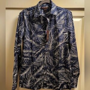 NWT Michael Kors Mens Slim Fit Midnight Palms Shirt size S